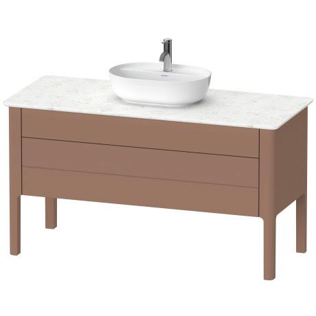Szafka podumywalkowa do konsoli stojącej 1338 x 570 x 743 mm taupe satynowy mat (lakier) 2 szuflada, szuflada górna z wycięciem na syfon i osłoną na syfon DURAVIT Luv | LU956606060