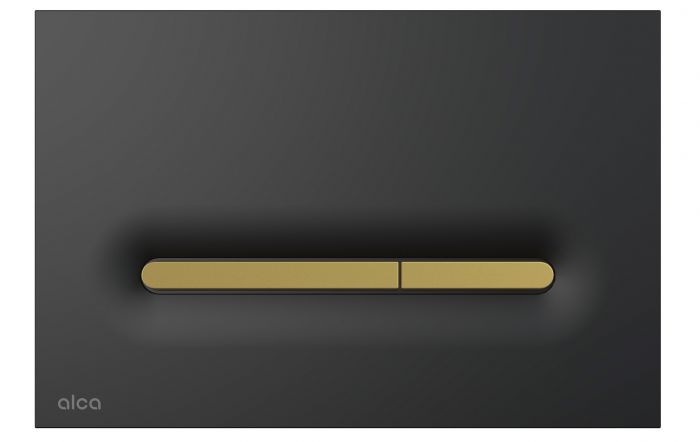 Przycisk sterujący ALCADRAIN THIN do systemów podtynkowych z tworzywa sztucznego czarny mat/złoty mat 247 x 165 x 6 mm | M18787
