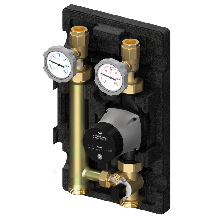 Grupa pompowa AALBERTS HFC MeiFlow S MK z mieszaczem (GRUNDFOS ALPHA2 32-60) 1 1/4" | M6683230
