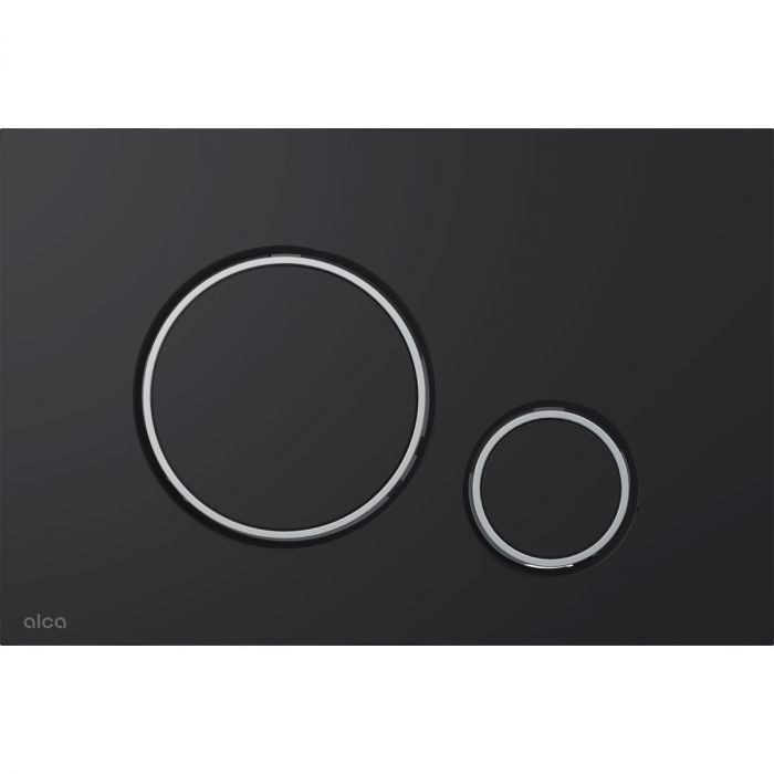 Przycisk sterujący ALCADRAIN THIN do systemów podtynkowych z tworzywa sztucznego czarny mat/chrom połysk 247 x 165 x 5.5 mm | M778