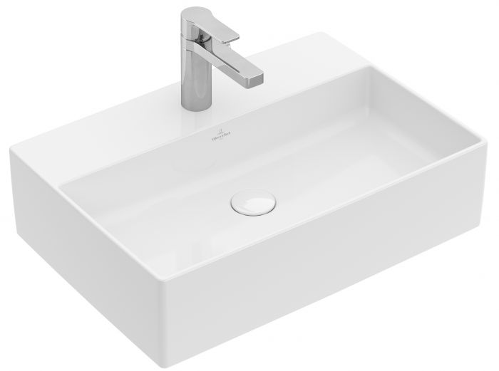Umywalka ceramiczna VILLEROY & BOCH Memento 2.0 nablatowa prostokątny z otworem z przelewem 500 x 420 mm weiss alpin | 4A075001