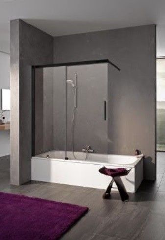 Parawan przesuwny 2-częściowy z polem stałym KERMI ŁAZIENKI Nica NI H2L strona lewa 1000 x 1500 mm czarny soft szkło hartowane ESG przezroczyste z powłoką KermiCLEAN | NIH2L100153PK