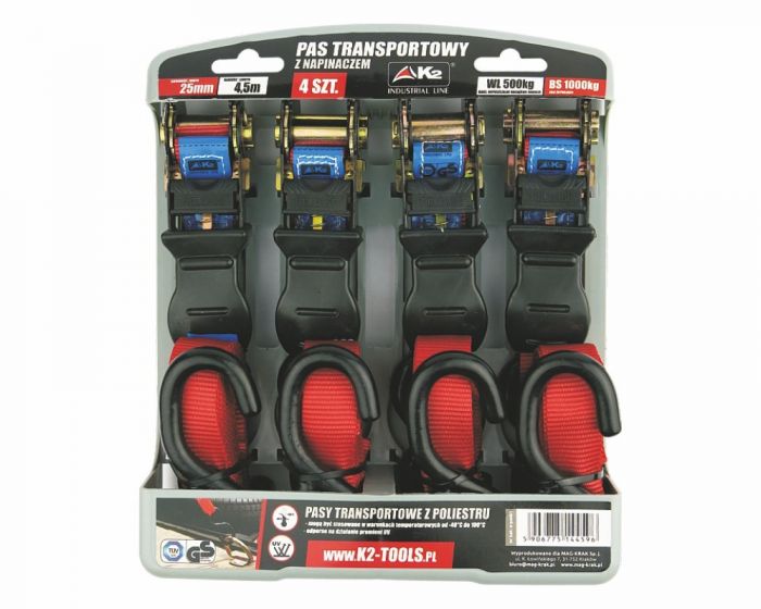 Pas transportowy z napinaczem do 500 kg 25 mm x 4,5 m