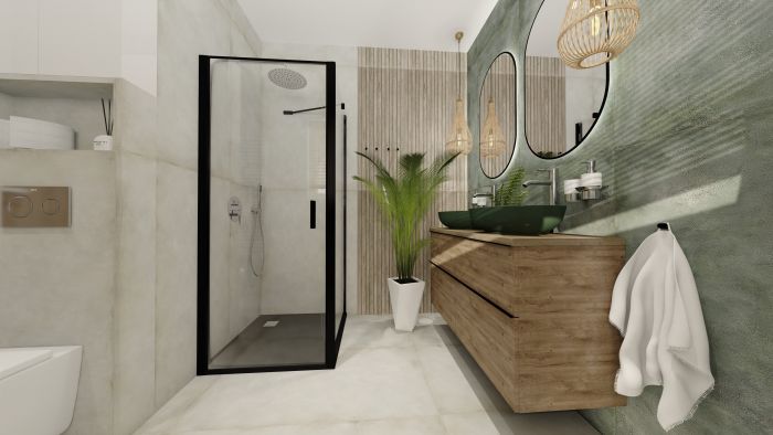 Drzwi wahadłowe 1-skrzydłowe KERMI ŁAZIENKI VITALLE NOLA strona lewa 900 x 2000 mm czarne soft szkło hartowane ESG 5 mm przezroczyste z powłoką CADAclean | VN1WL090203PK