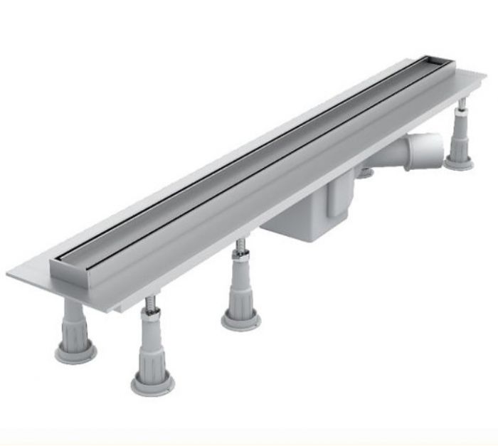 Odpływ liniowy SCHEDPOL SLIM LUX z maskownicą STEEL SLIM z syfonem VIEGA w zestawie z aluminium anodowanego 1000 x 35 x 95 mm | OLSL100SLX