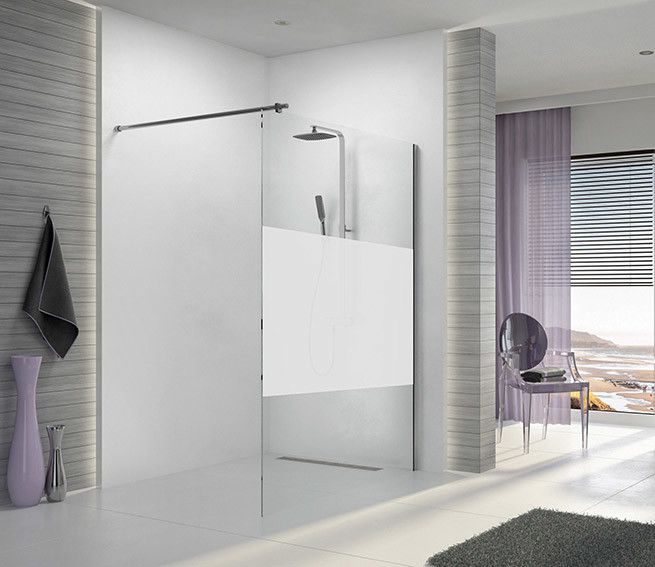 Kabina Walk-in SANPLAST Space Wall P/SpaceWall-140-S 1400 x 2000 mm chrom/srebrny błyszczący szkło hartowane Sitodruk W18  z powłoką Glass protect  | 600320218042201