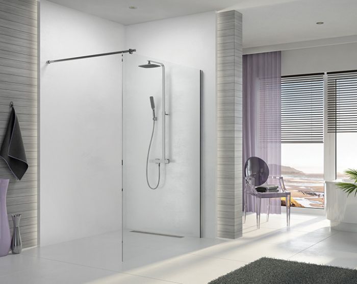 Kabina Walk-in SANPLAST Space Wall P/SpaceWall-90-S 900 x 2000 mm chrom/srebrny błyszczący szkło hartowane Graphit GR z powłoką Glass protect | 600320213042491