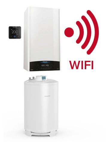 Pakiet 24 kW ARISTON ONE TOP 24 NET kotła jednofunkcyjnego kondensacyjnego GENUS ONE+ SYSTEM 24 (3302514) z zasobnikiem BCH 120 EE ze stojakiem (3060753) i sterowaniem pogodowym Cube S Net (3319126)  | ZNONETOPNET