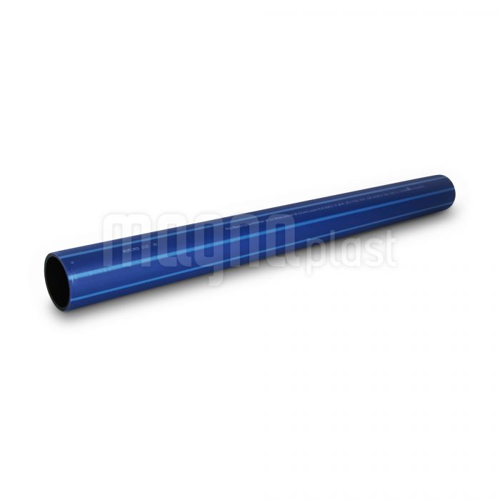 Rura PE-HD 100 RC ciemnoniebieska z błękitnymi paskami 200 x 18,2 mm sztanga 12 m SDR 11 PN 16