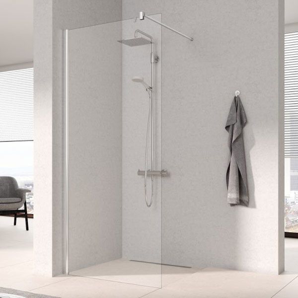 Ściana WALK-IN KERMI ŁAZIENKI Pega TWF 750 x 2000 mm srebro wysoki połysk szkło hartowane ESG przezroczyste z powłoką KermiCLEAN | PETWF07520VPK