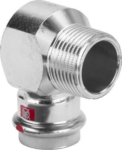 Kolano 90° z SC-Contur ze stali niestopowej ocynk przyłącze zaprasowywane 22 mm x 3/4" GZ Prestabo 1114.1