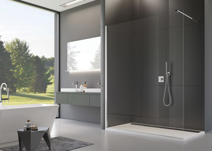 Ścianka wolnostojąca SANSWISS PUR PDT4 strona lewa 1000 x 2000 mm chrom szkło hartowane przezroczyste z powłoką AQUAPERLE | PDT4GSM11007