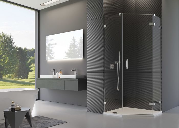 Ścianka boczna SANSWISS PUR PUT51 45 x 2000 mm chrom szkło hartowane przezroczyste z powłoką AQUAPERLE | PUT51SM11007