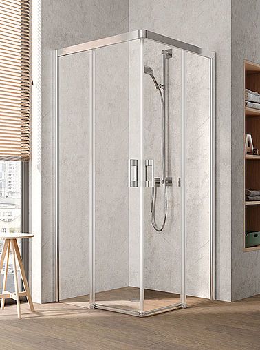Drzwi przesuwne KERMI ŁAZIENKI Pega C2L strona lewa 1000 x 2000 mm srebro wysoki połysk szkło hartowane ESG przezroczyste z powłoką KermiCLEAN | PEC2L10020VPK
