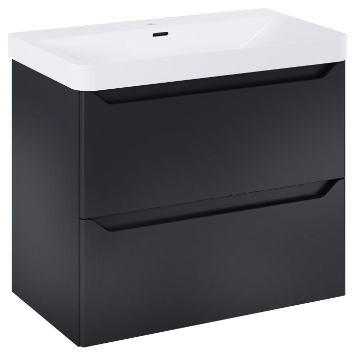 Szafka łazienkowa podumywalkowa 785 x 442 x 635 mm black matt 2 szuflady ROCA HELLO 80 2S | RE010800207160