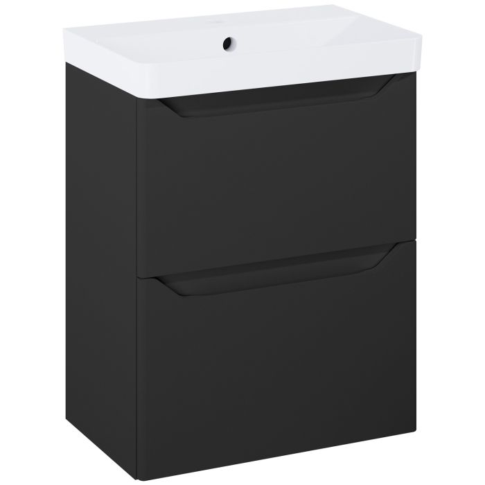 Komplet łazienkowy szafka z umywalką ceramiczną 656 x 508 x 353 mm black matt ROCA HELO COMPACT 50 2S | RE020500207160