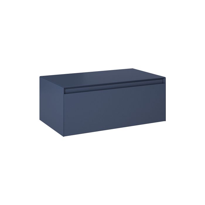 Komoda z blatem, podwieszana z płyty MDF 800 x 458 x 319 mm navy blue matt z 1 szufladą ROCA SPLIT SLIM 80 1S | RE080804057030