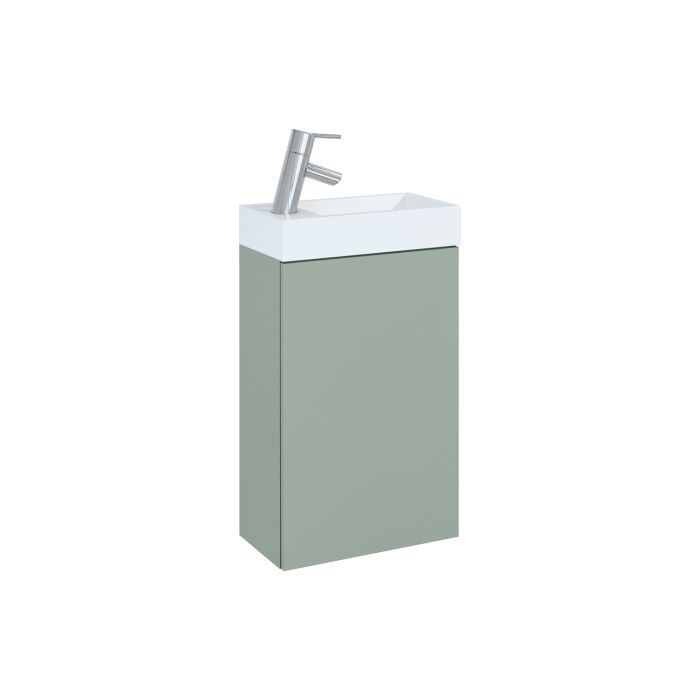 Zestaw łazienkowy podwieszany płyta laminowana 402 x 222 x 680 mm sage matt ROCA Set Young Basic 40 1D składający się z szafki i ceramicznej umywalki  | RE163068001470