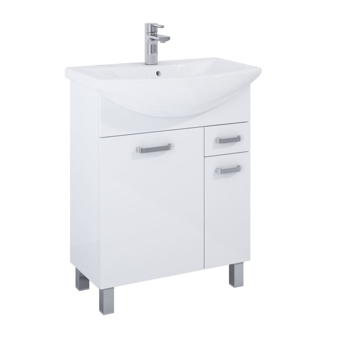 Komplet szafka 2-drzwiowa 660 x 439 x 840 mm biały lakierowany na wysoki połysk z szufladą ROCA SUNN | RE169192008060