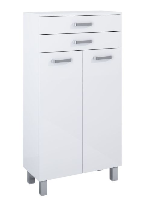 Półsłupek 2-drzwiowy z dwoma szufladami płyta laminowana 586 x 296 x 1146 mm white HG NN ROCA SUNN | RE169204008060