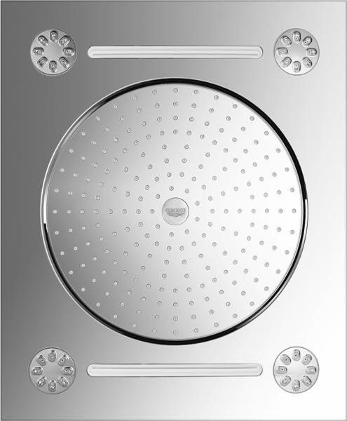 Deszczownica 3-strumieniowa 381 x 62 x 678 mm GROHE Rainshower F-Series chrom | 27938001