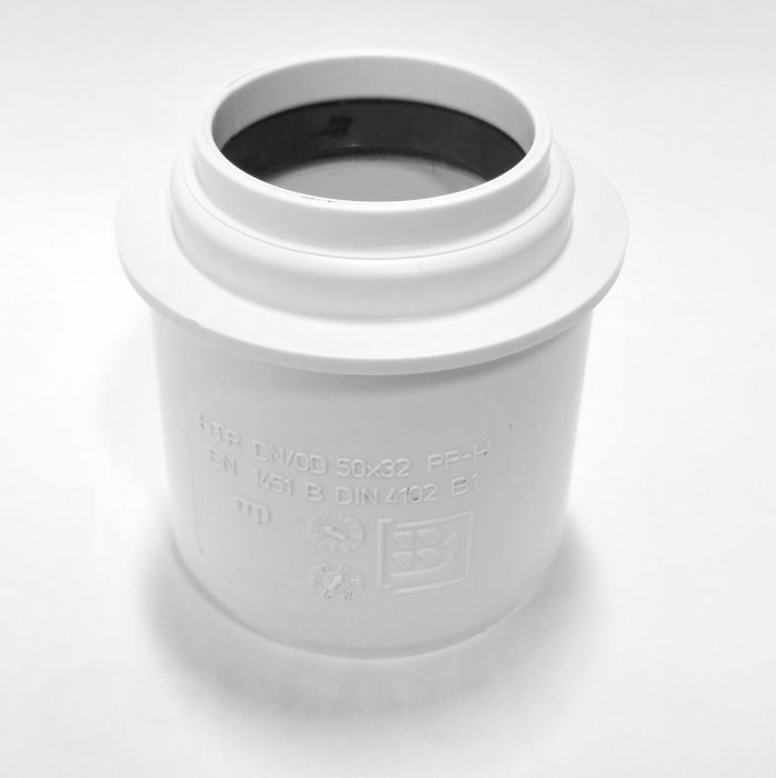 Redukcja HTplus HTR krótka PP 50 / 32 mm biała