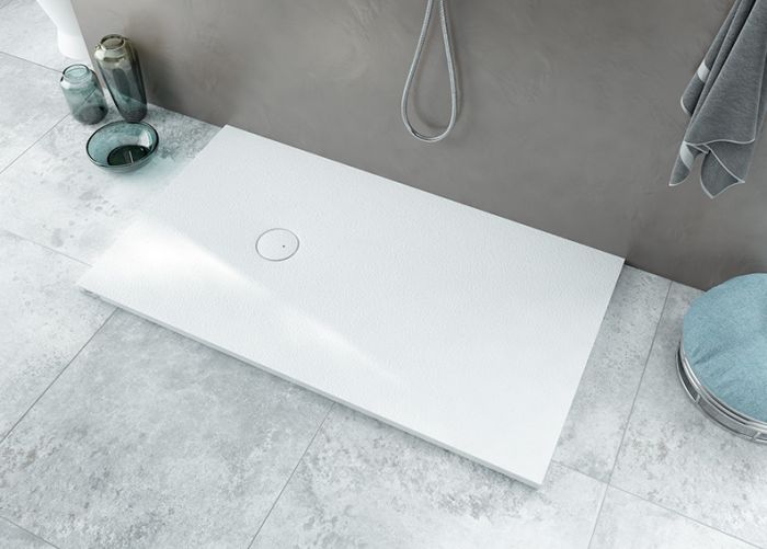 Brodzik mineralny kwadratowy z powierzchnią strukturalną 90 x 90 x 1.5 cm SANPLAST Structure Mineral B-M/STRUCTURE 90x90x1,5 z syfonem z pokrywą | 645360003051010