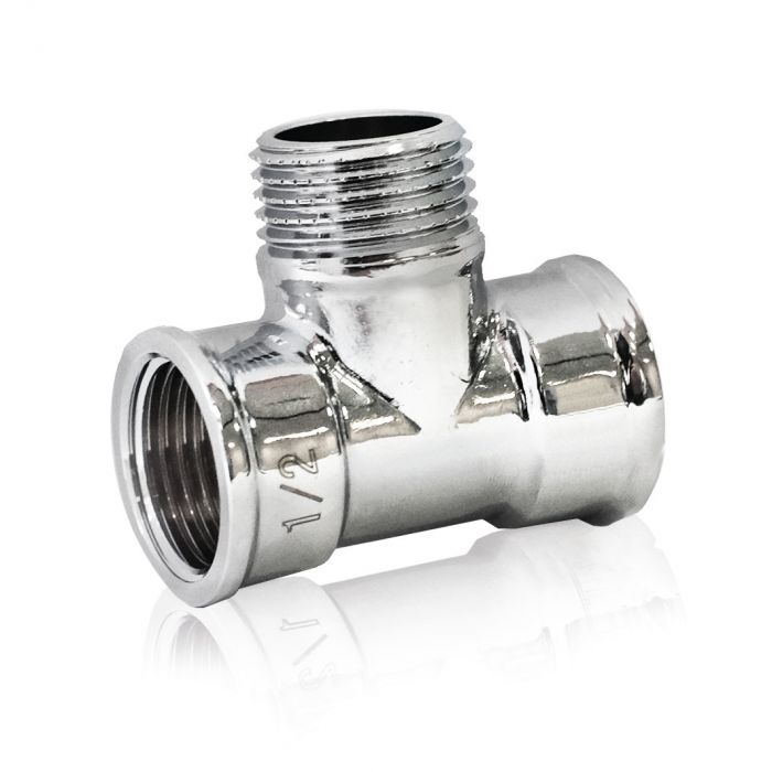 Trójnik gwintowany mosiężny chromowany GW x GZ x GW 1/2" SKALAR