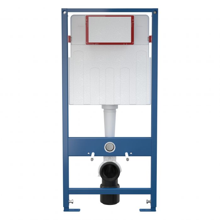 Stelaż do WC podtynkowy do montażu przed ścianą nośną lub zabudowy w ścianach z karton-gipsu, do montażu toalety wiszącej z rozstawem przyłączy 180 mm dopływ wody od tyłu, podwójne spłukiwanie mechaniczne 2/4 litra ALCA SKALAR 510 x 129 x 1095 mm  | SKA50