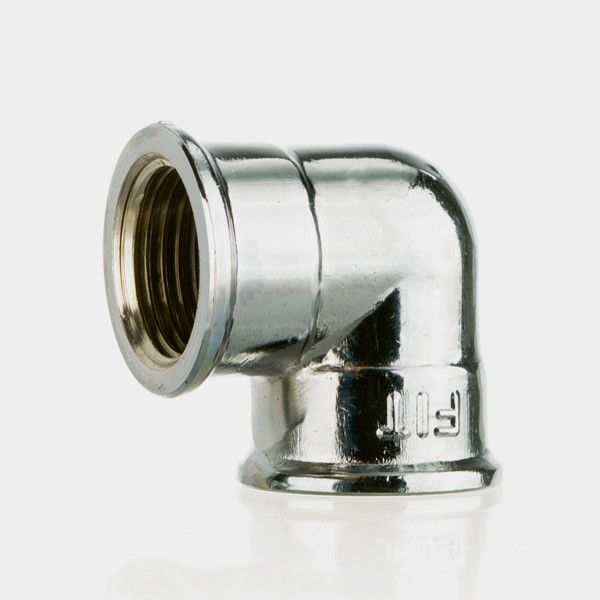 Kolano mosiężne, chromowane gwintowane 90° GW x GW 1/2" SKALAR