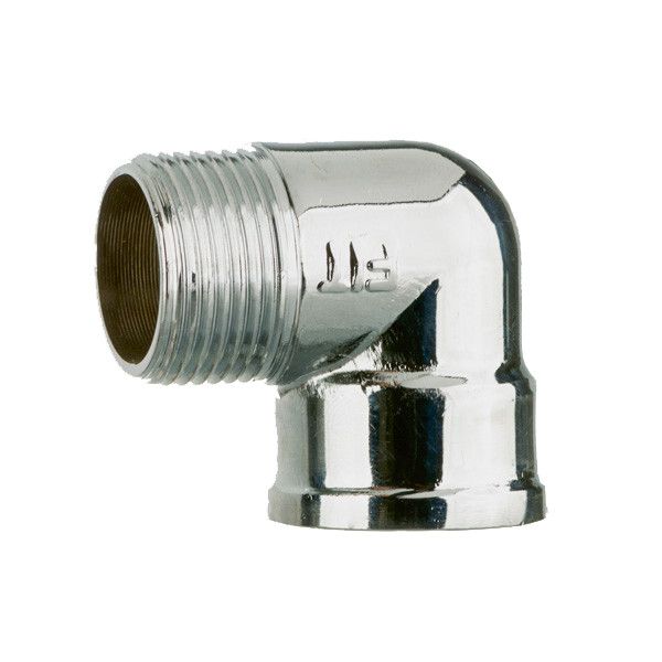 Kolano mosiężne, chromowane gwintowane 90° GW x GZ 1/2" SKALAR