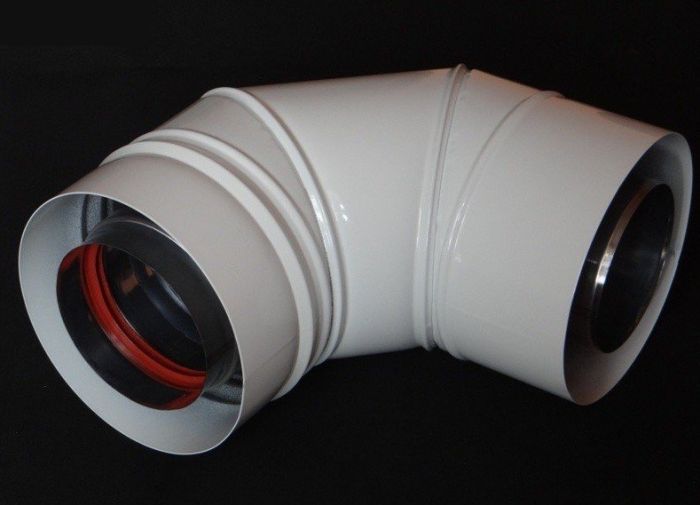 Kolano 90° SKKM system koncentryczny kondensacyjny DN 80/125 białe