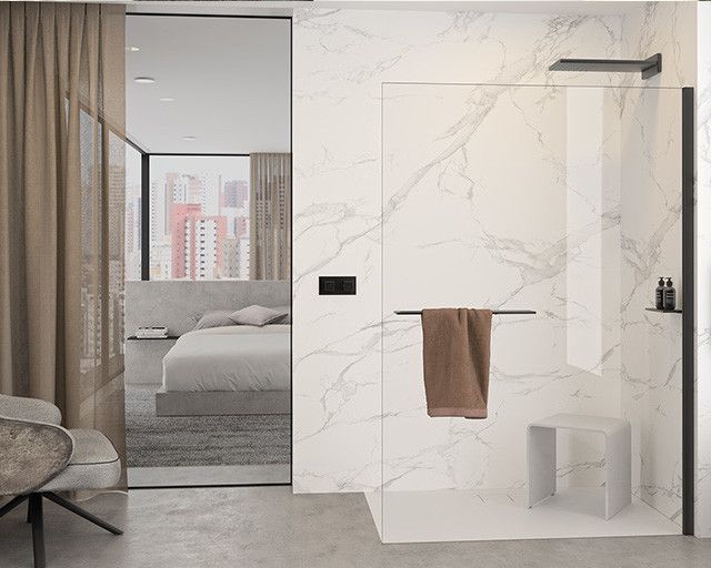 Ścianka boczna wolnostojąca HUPPE Select+ SW 750 750 x 2000 mm black edition szkło hartowane przezroczyste z powłoką Anti-Plaque | SL0101123322