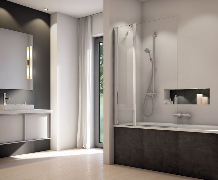 Parawan obrotowy 180° SANSWISS SOLINO SOEB13 1000 x 1500 mm czarny mat szkło hartowane przezroczyste z powłoką AQUAPERLE | SOEB131000607