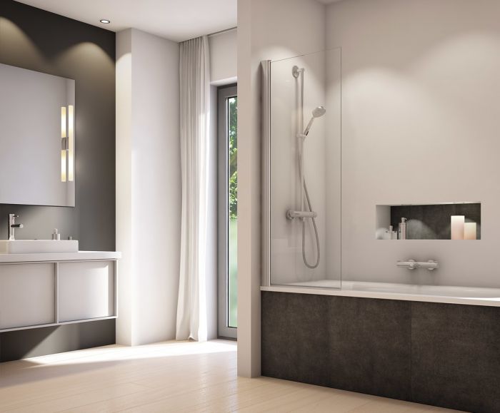 Parawan obrotowy 180° SANSWISS SOLINO SOEB1 800 x 1500 mm czarny mat szkło hartowane przezroczyste z powłoką AQUAPERLE | SOEB108500607