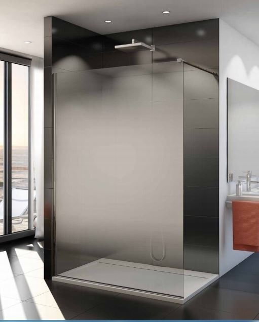 Ścianka boczna wolnostojąca WALK-IN SANSWISS EASY STR4P 900 x 2000 mm srebrna połysk szkło hartowane Gradient z powłoką AQUAPERLE | STR4P0905068