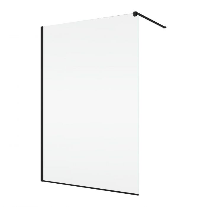 Ścianka boczna wolnostojąca WALK-IN SANSWISS EASY STR4P 1500 x 2000 mm czarna mat szkło hartowane przezroczyste z powłoką AQUAPERLE | STR4P1500607