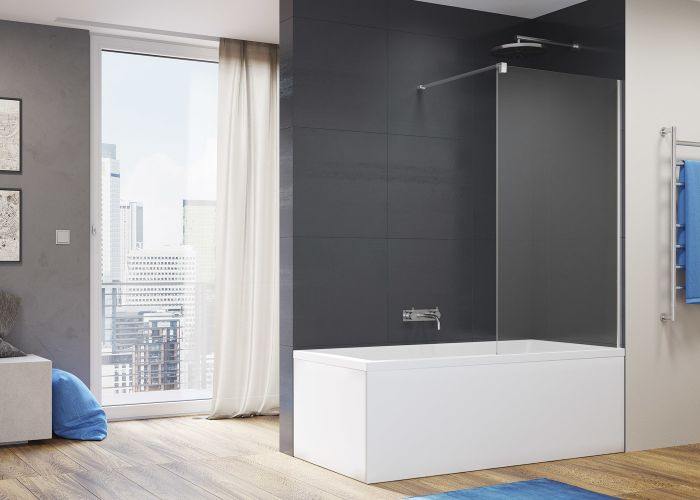 Parawan SANSWISS EASY STR4P6B 700 x 1500 mm srebrny połysk szkło hartowane 6 mm przezroczyste z powłoką AQUAPERLE | STR4P6B0705007