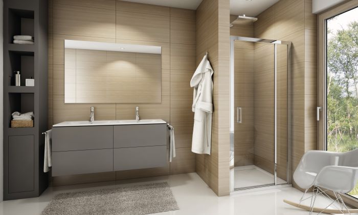 Drzwi 1-częściowe SANSWISS TOP-LINE TED 1000 x 1900 mm białe szkło hartowane przezroczyste z powłoką AQUAPERLE | TED10000407
