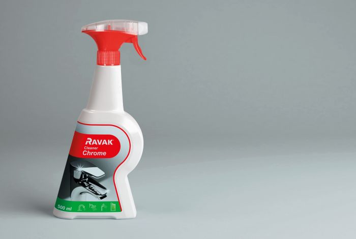 Ravak Cleaner Chrome płyn czyszczący usuwa osady z tłuszczu i kamienia wodnego z powierzchni chromowanych 500 ml
