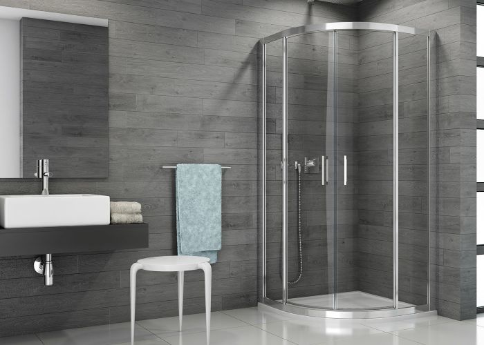 Kabina z drzwiami otwieranymi półokrągły SANSWISS TOP-LINE TER R550 900 x 1900 mm srebrny połysk szkło hartowane przezroczysta z powłoką AQUAPERLE | TER550905007