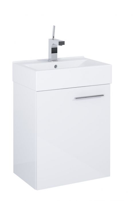 Tiny Set zestaw łazienkowy podwieszany 45 1D 450 x 308 x 600 mm biały zawiera: szafkę 3 drzwiczki z systemem cichego domyku z umywalką