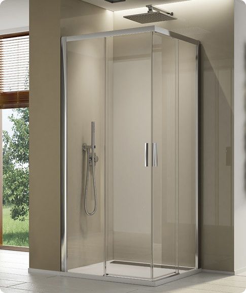 Drzwi rozsuwane SANSWISS TOP-LINE-S TLS strona lewa 800 x 2000 mm srebrne połysk szkło hartowane Pas satynowy poziomy z powłoką AQUAPERLE | TLSG0805051