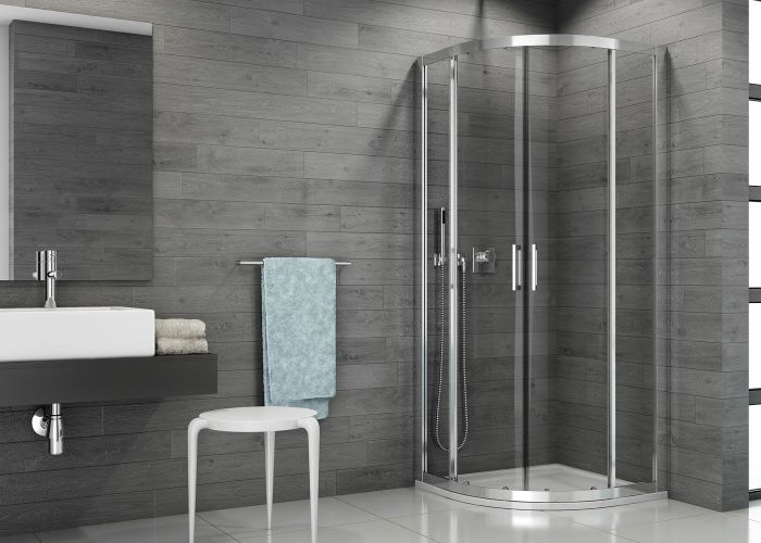 Kabina z drzwiami rozsuwanymi SANSWISS TOP-LINE R550 1000 x 1900 mm srebrna połysk szkło hartowane przezroczyste z powłoką AQUAPERLE | TOPR551005007