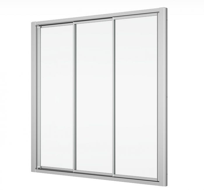 Parawan rozsuwany trzyczęściowy SANSWISS TOP-LINE TOW3 strona lewa 1700 x 1500 mm Durlux 200 połysk szkło hartowane przezroczyste z powłoką AQUAPERLE | TOW3G17005022