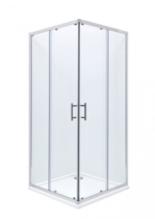 TOWN SQUARE kabina narożna kwadratowy 900 x 900 x 1850 mm chrom szkło hartowane transparentne Maxiclean z drzwiami przesuwnymi 