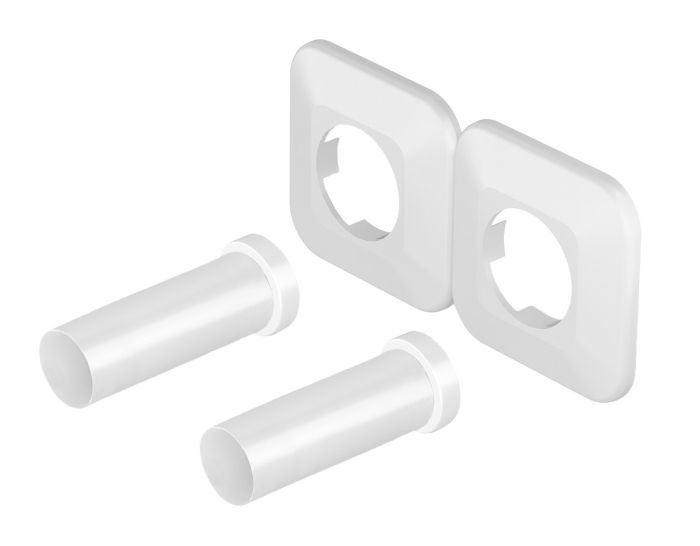 Zestaw maskujący Vario Term SKALAR zawiera: 2 tulejki maskujące 50 mm i rozetę podwójną (2 rozety pojedyncze po podziale) biały  | SKATZMB