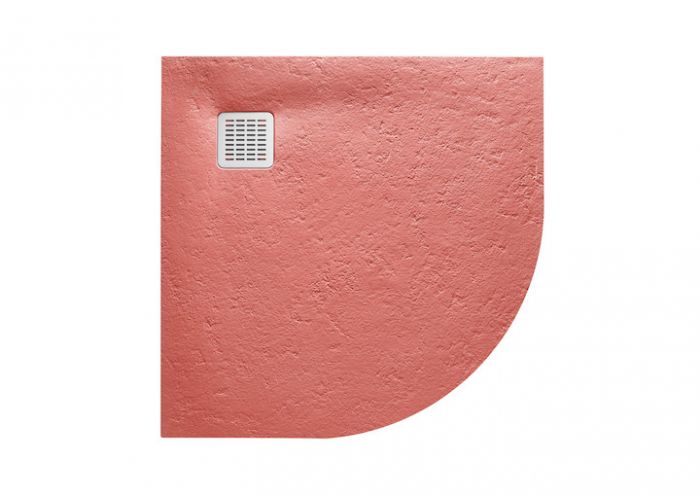 TERRAN brodzik konglomeratowy półokrągły 900 x 900 x 28 mm szary łupek z syfonem A27L018000 z osłoną ze stali szlachetnej, czyśzczonym od góry