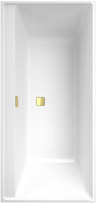 Wanna akrylowa prostokątny VILLEROY & BOCH WELLNESS Collaro 1600 750 mm biała w komplecie 1x pasujący odpływ i przelew, pokrywa odpływu w kolorze gold | UBA160COR2JV01