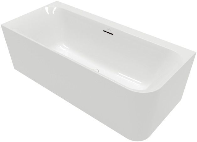 Wanna akrylowa narożna, do montażu przyściennego po stronie lewej VILLEROY & BOCH WELLNESS Loop & Friends SQUARE Duo 1800 800 x 470 mm weiss alpin z odpływem środkowym w komplecie: 1 x wanna asymetryczna , 2 x rama każda z 2 nóżkami | UBA180LSF9CL00V01